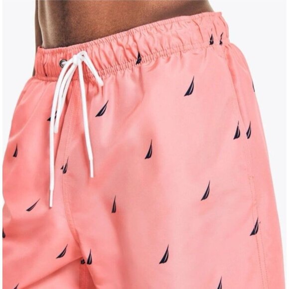 Nautica Mens Quick-Dry Icon Logo Sail Guava Punch 8.5” Swim Trunk Shorts SZ M - Picture 1 of 8